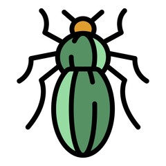 Infection bug icon. Outline infection bug vector icon color flat isolated