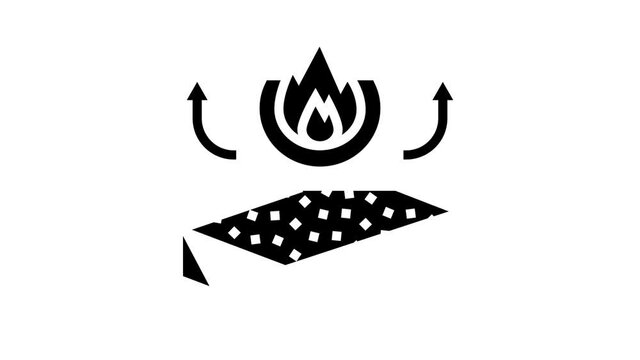 fire resistance mineral wool animated glyph icon. fire resistance mineral wool sign. isolated on white background