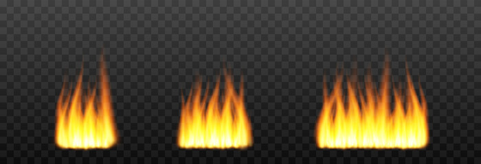 Set of vector fire, flames on an isolated transparent background. Bonfire, fire png, flame.