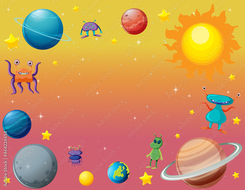 Wall mural a banner outer space scence background