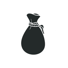 Bag Gold Icon Silhouette Illustration. Cash Sack Vector Graphic Pictogram Symbol Clip Art. Doodle Sketch Black Sign.