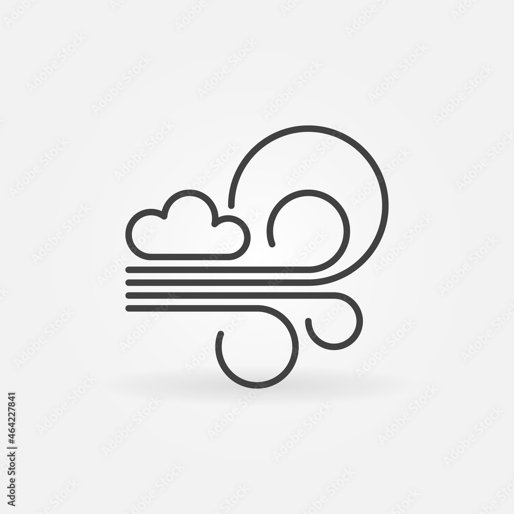 Poster cloud with breeze outline vector icon. wind linear symbol