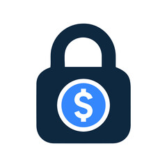 Locked, lock, dollar icon. Simple editable vector illustration.