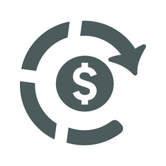 Refund, restore, money back icon. Gray vector graphics.