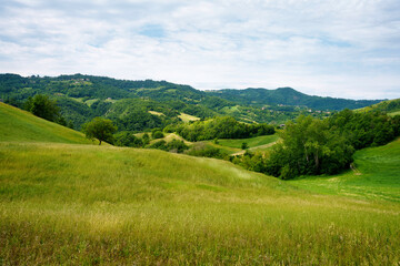 Fototapeta na wymiar Rural landscape near Riolo and Canossa, Emilia-Romagna.