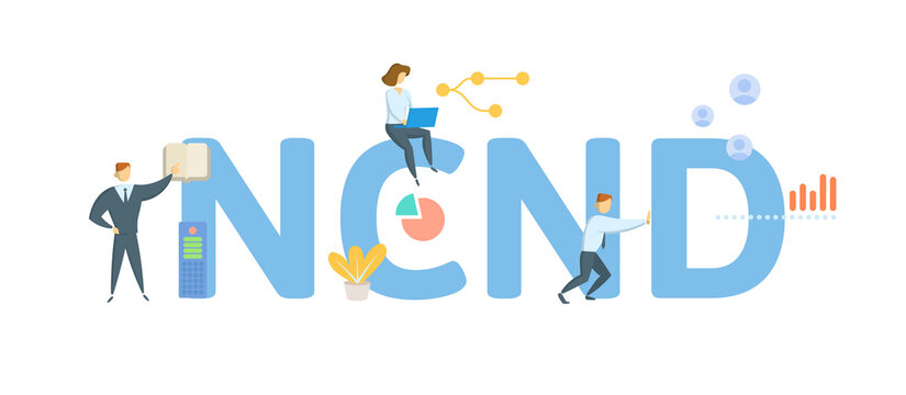 NCND, Non-Circumvent and Non-Disclosure. Concept with keyword, people and icons. Flat vector illustration. Isolated on white.