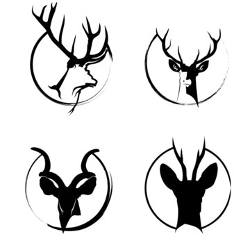 vector image of four different deer logos.