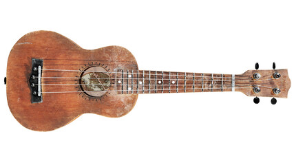 Wooden traditional soprano ukulele 3D render illustration isolated on white background