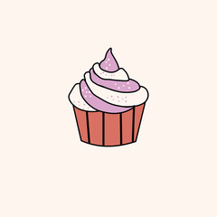 flat illustration of cake and logo used for print