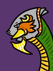 cute dragon cartoon on purple background