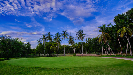 This photo was taken in a resort with golf and beach amenities.