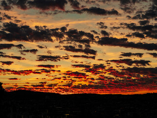 The cloudy sunset in the evening