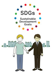 SDGsに対する取り組みに対して、LGBTの方も住みやすい街をイメージしたイラスト