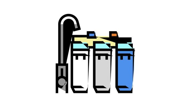 house water filter animated color icon. house water filter sign. isolated on white background