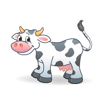 smiling happy cartoon cow character