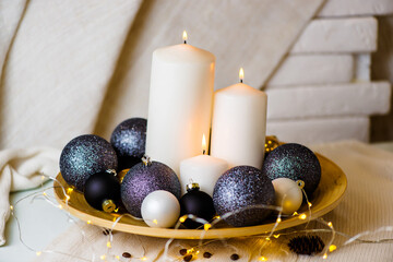 Beautiful Christmas table setting with candles