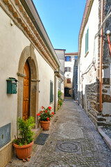 A narrow street of Arnara, medieval town of Lazio region, Italy.