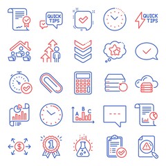 Education icons set. Included icon as Search document, Approved agreement, Quick tips signs. Dollar exchange, Blog, Shoulder strap symbols. Approved report, Recovery server, Confirmed. Vector