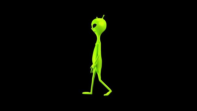 Alien walks side view
