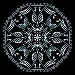 Vector circle of mandala with music ornament pattern.