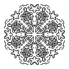 Vector circle of mandala with turtle ornament pattern.