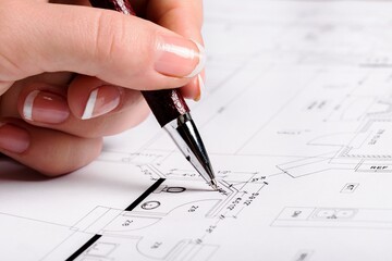 Architectural drawings Blueprint and office Pencil
