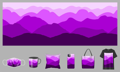 
Mountain Panorama Purple Abstract Minimalism

