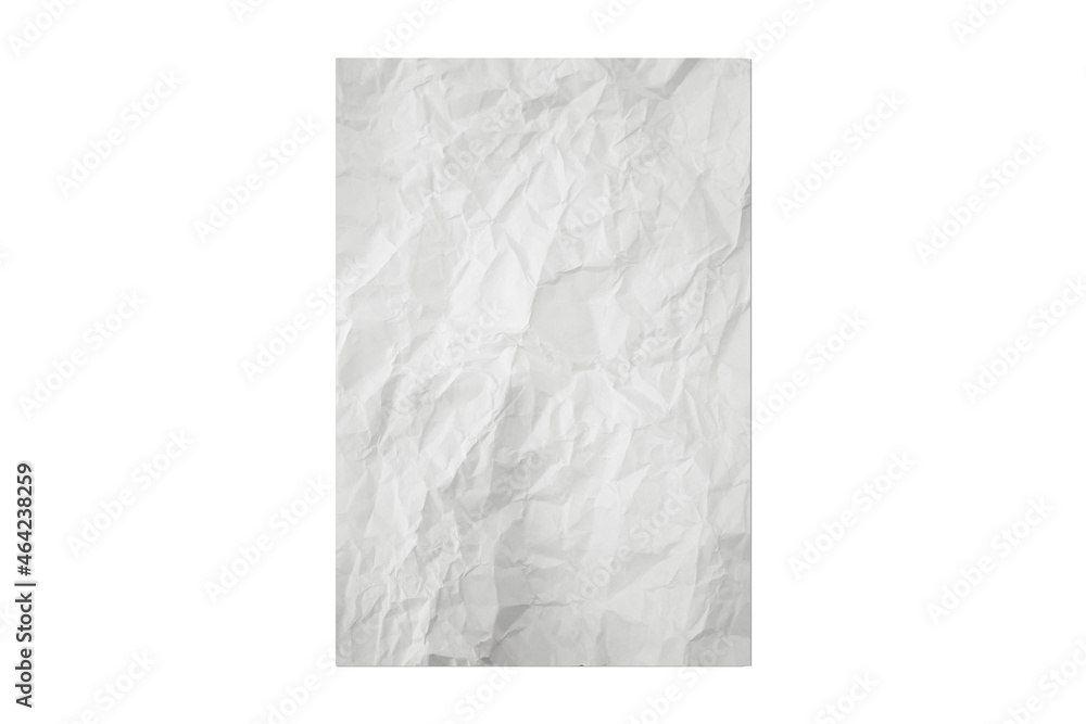 Poster empty blank crumpled paper mock up isolated on a white background. 3d rendering.