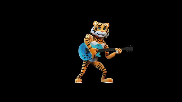 Tiger playing guitar