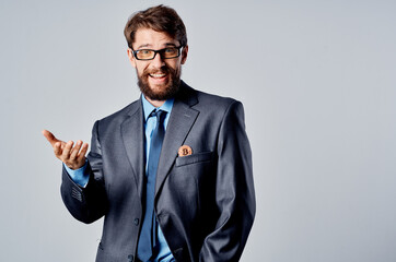 emotional man in a suit investment economy virtual money isolated background