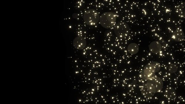 Abstract glowing gold dust particles endless animation. Glitter luxury premium seamless loop background. Flowing digital particles. Christmas background design. Motion graphic