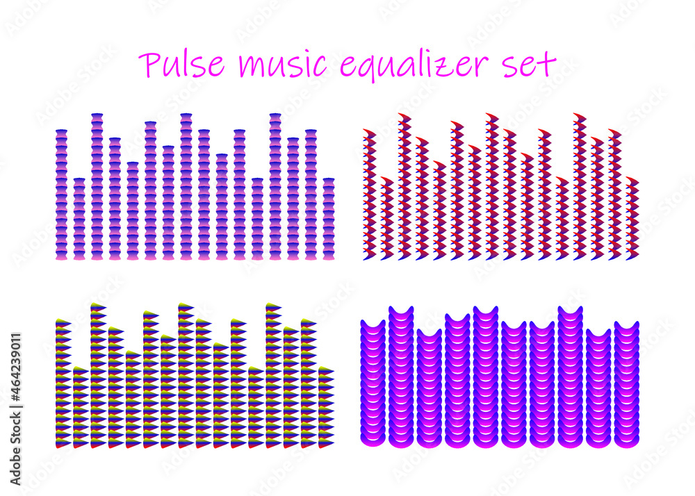 Aufkleber pulse music equalizer set. audio colorful sound wave design. music graph color elements. vector digi