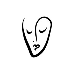 One line face minimalist art. Modern drawing head, good for beauty salon logo or label.