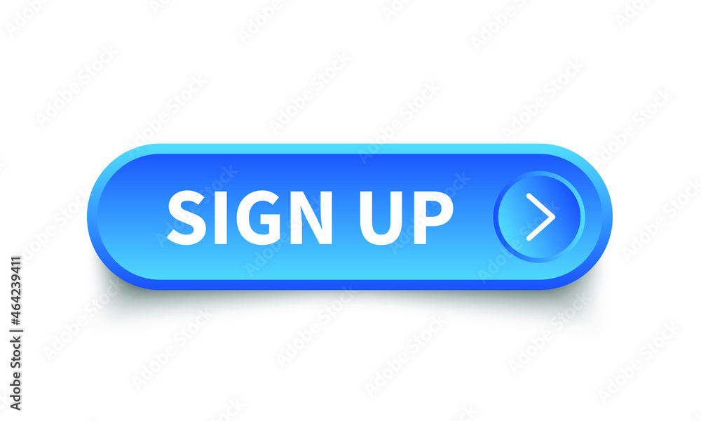 Poster sign up blue button. vector sign up square 3d push button