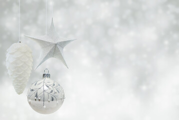 Christmas decorations , ball , stars , cone . greeting card