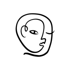 One line face minimalist art. Modern drawing head, good for beauty salon logo or label.