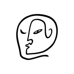 One line face minimalist art. Modern drawing head, good for beauty salon logo or label.