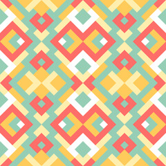 Mosaic seamless texture. Abstract pattern. Vector geometric background of triangles in yellow and red colors