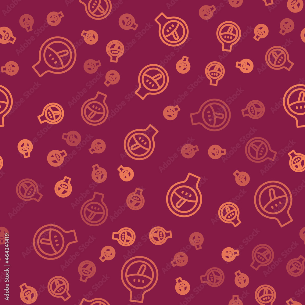 Poster brown line gauge scale icon isolated seamless pattern on red background. satisfaction, temperature, 