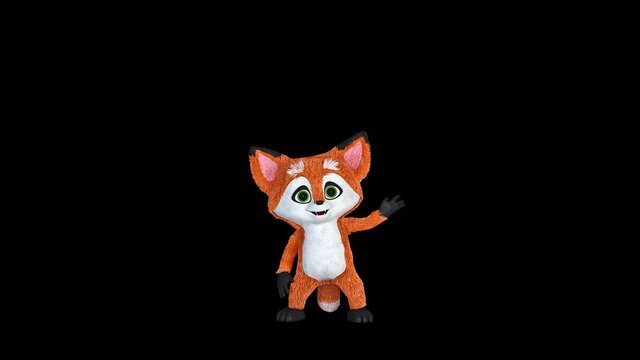 Little Fox jumps and greets