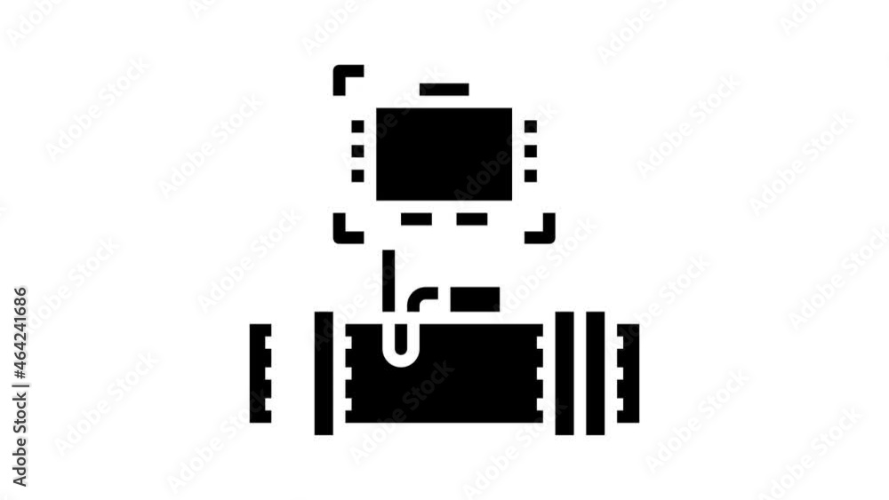 Poster gadget for research pipeline construction animated glyph icon. gadget for research pipeline construc