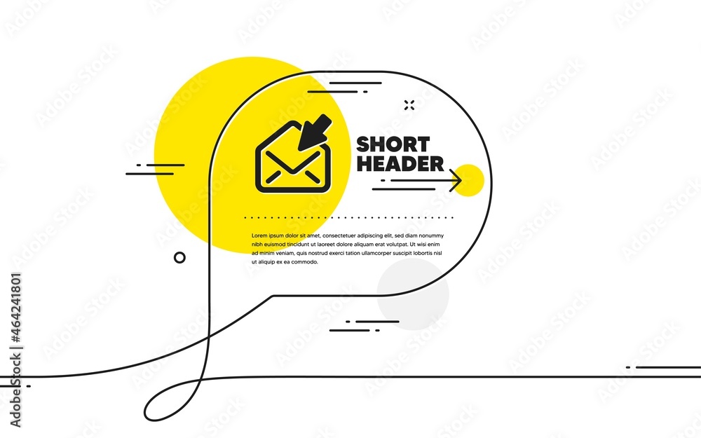 Poster open mail icon. continuous line chat bubble banner. view message correspondence sign. e-mail symbol.