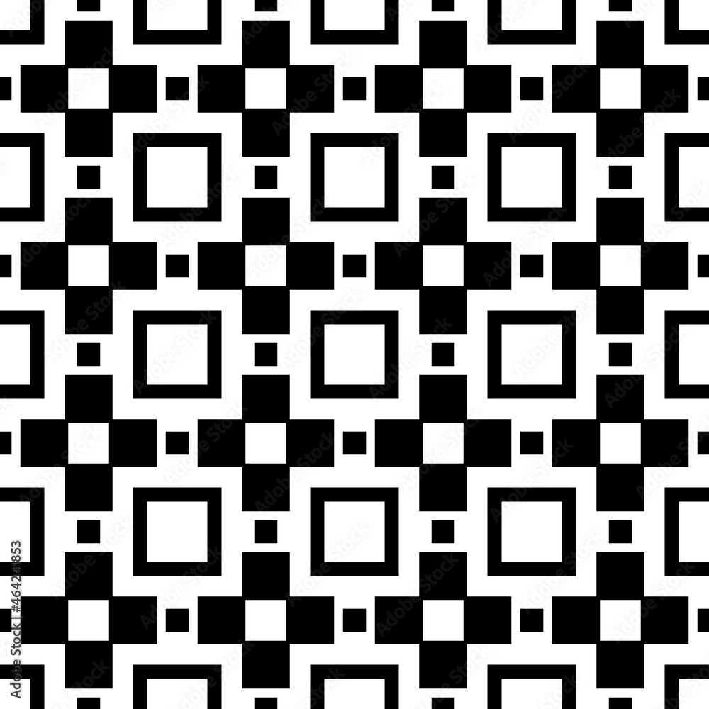 Poster Crosses and frames. Vector pattern with black geometric shapes.