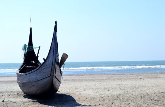 Boat on the beach at coxs bazar Bangladesh