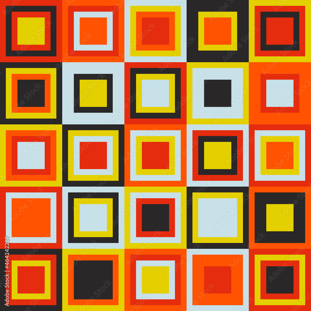 Poster Orange and black tiles in vector. Simple square and abstract tiles in a decorative modern style.