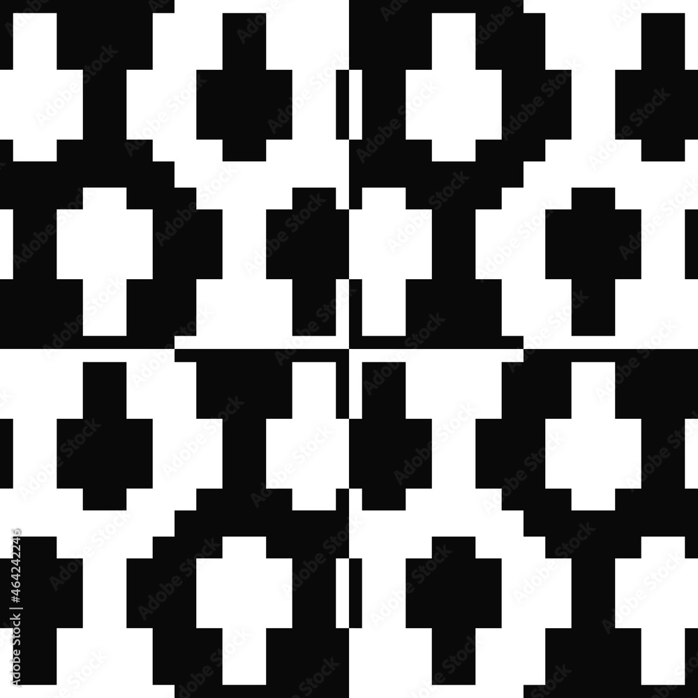 Poster Black and white shapes in vector. Simple angular, somewhat pixelated shapes.