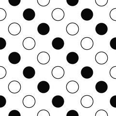 Polka dot black and white dots. White background and checkerboard pattern with polka dots.