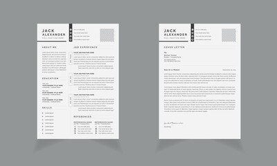 Minimalist Resume Layout Kit Gray And Black Print Template