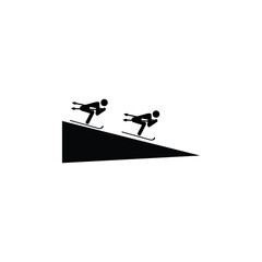 two silhouettes ski vector icon