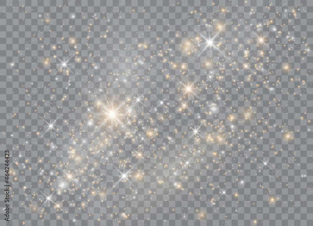Wall mural light glow effect stars. vector sparkles on transparent background. christmas abstract pattern. spar